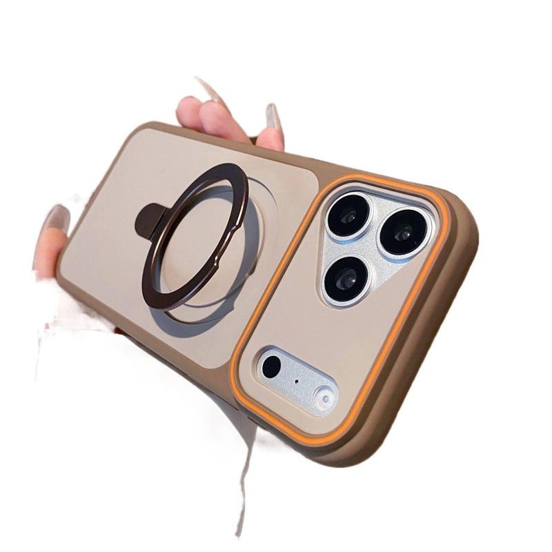 PC MagSafe Case for iPhone 15 / 15 Plus / 15 Pro / 15 Pro Max with Kickstand and Strong Magnetic plus Skin Feel plus Large Window in Desert Gold - Image 4