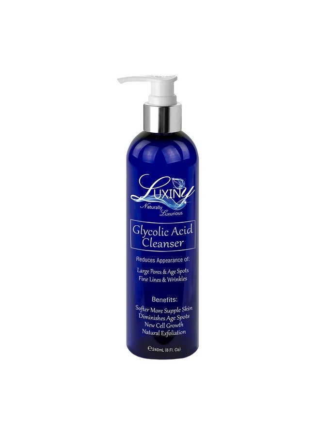 Luxiny Glycolic Acid Face Wash Exfoliating Cleanser & Pore Minimizer For Women/Men 8 Oz Vegan Natural 10% Aha Facial & Acne Body Wash - Image 1
