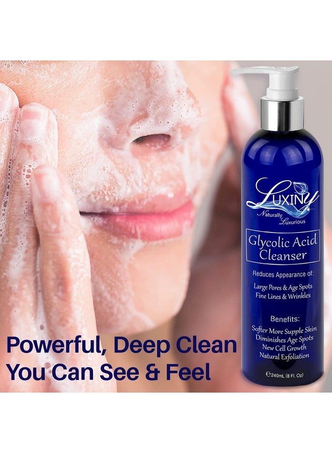 Luxiny Glycolic Acid Face Wash Exfoliating Cleanser & Pore Minimizer For Women/Men 8 Oz Vegan Natural 10% Aha Facial & Acne Body Wash - Image 5