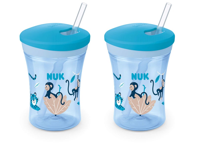 NUK Evolution Straw Cup Blue 8 Ounce Pack of 2