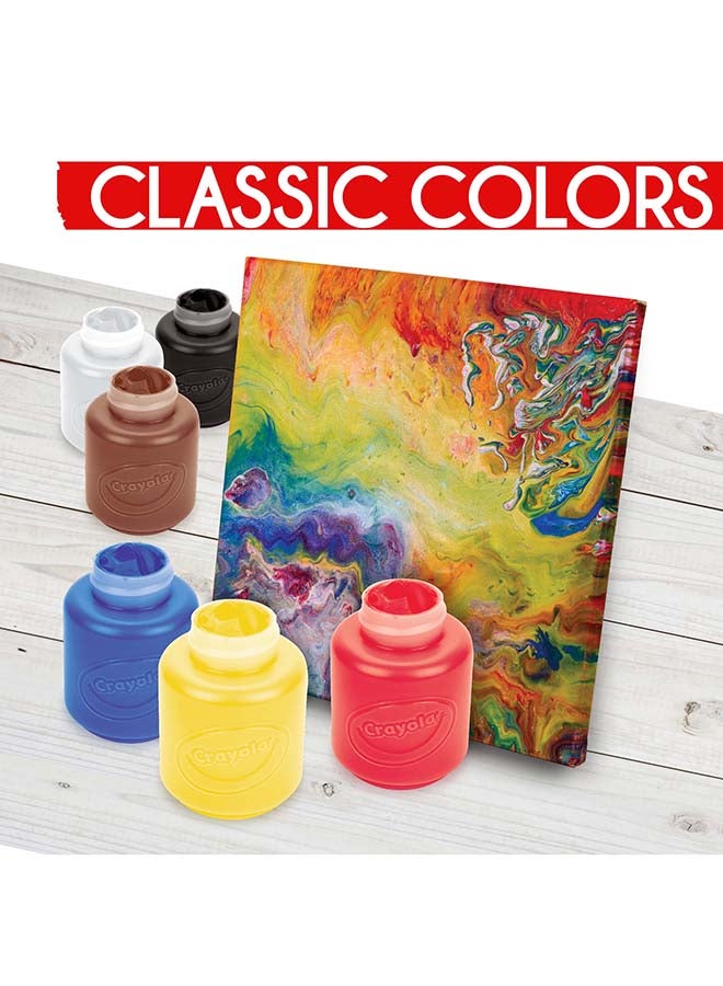 Crayola طلاء أكريليك - ألوان متنوعة (6 قطع)، طلاء للأطفال، مستلزمات الفنون والحرف اليدوية للأطفال، رائع لمشروعات الفن والحرف اليدوية - Image 2