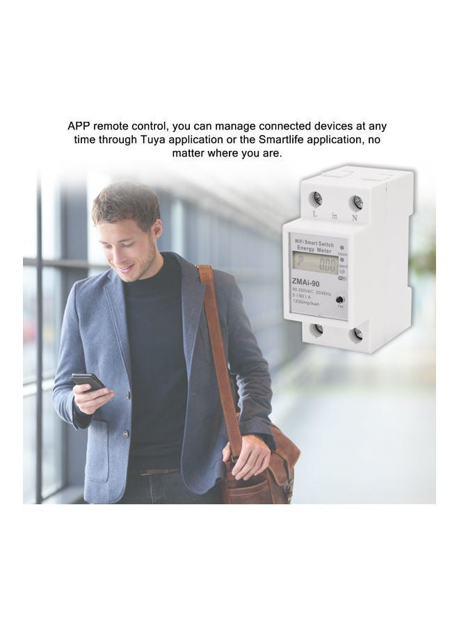 NIBEMINENT Single Phase Intelligent Energy Meter White - Image 2