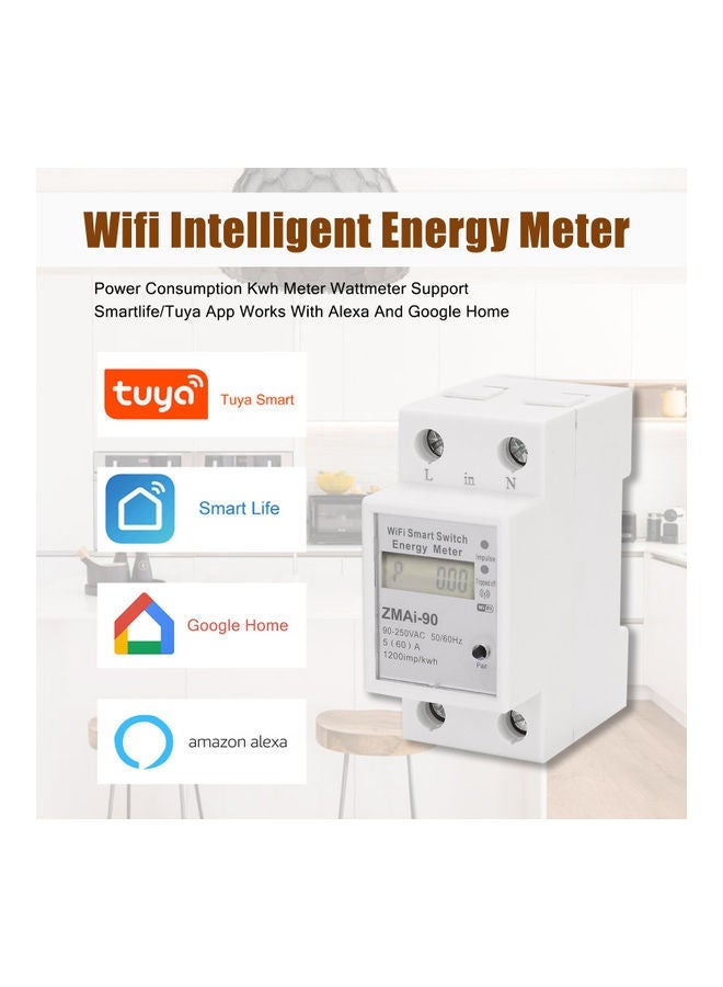 NIBEMINENT Single Phase Intelligent Energy Meter White - Image 5