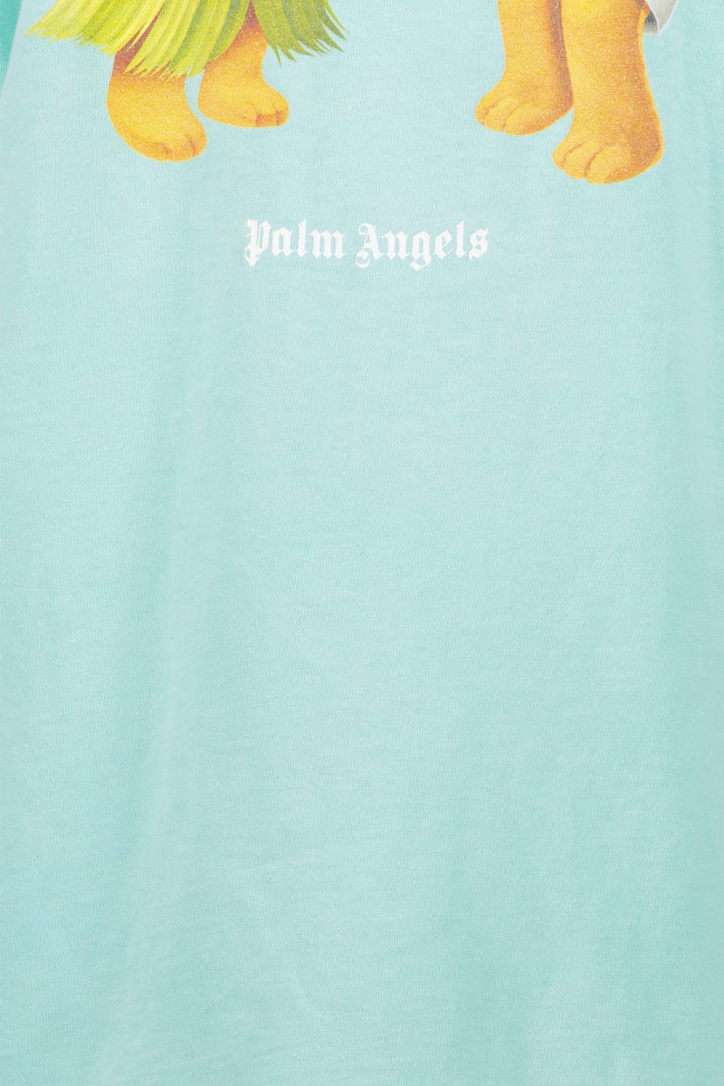 Palm Angels Women Oversized Round Neck Short Sleeve Graphic Print T-Shirt, Turquoise - Image 3
