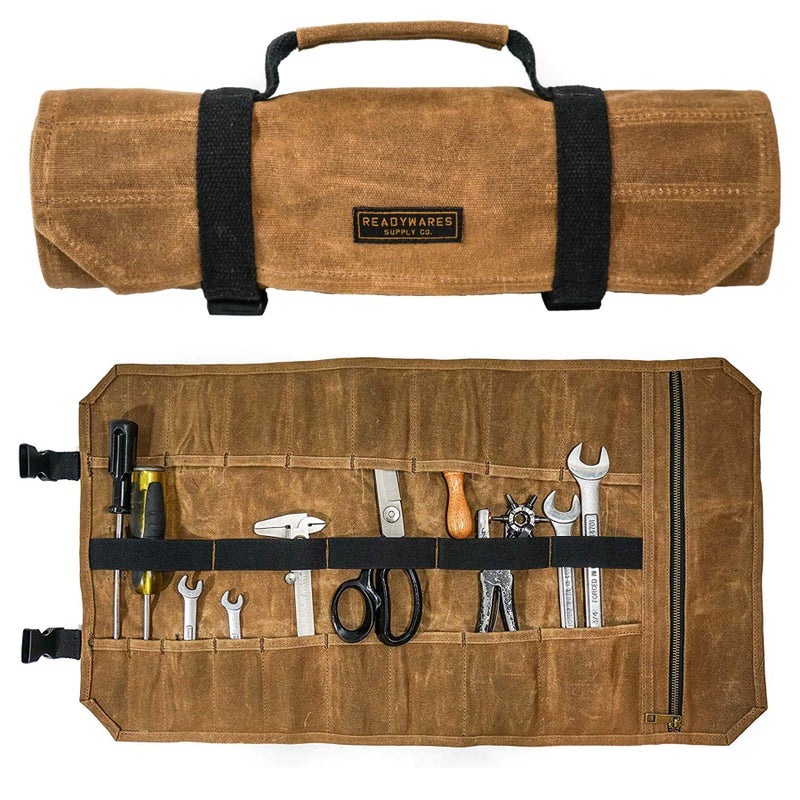 Readywares Tool Roll Bag With 18 Pockets and Pouch with Heavy Duty YKK Zipper