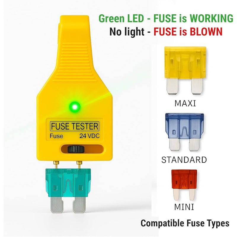 MGI SpeedWare Blade Fuse Tester for 12V 24V Automotive ATO/ATC/ATM Mini Standard Maxi Blade Fuses with LED Indicator - Image 4