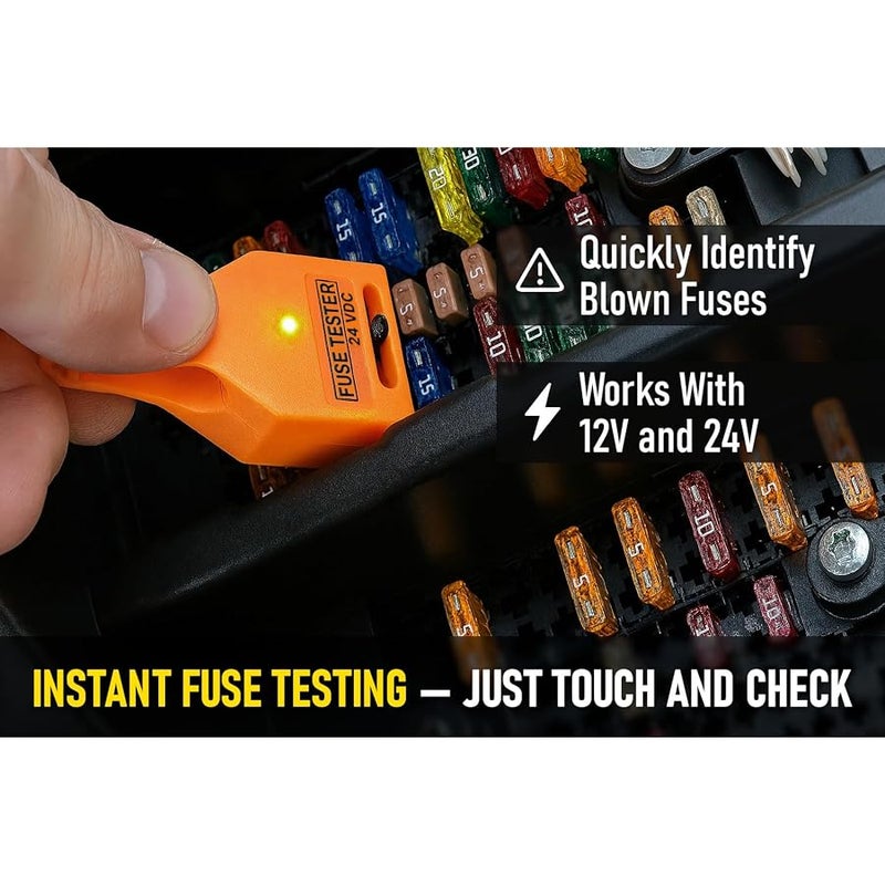 MGI SpeedWare Blade Fuse Tester for 12V 24V Automotive ATO/ATC/ATM Mini Standard Maxi Blade Fuses with LED Indicator - Image 2