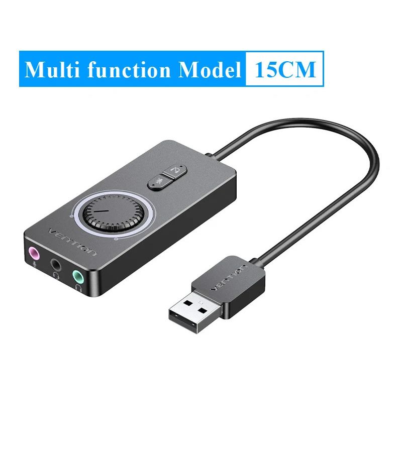 واجهة صوت خارجية USB مع كابل بطول 5.9 بوصة لسماعات الرأس والميكروفونات متوافقة مع أجهزة الكمبيوتر وأجهزة الكمبيوتر المحمولة وPS4 - Image 5