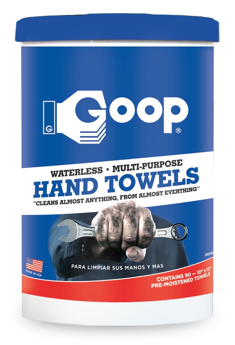 GOOP MultiPurpose Waterless Hand Cleaner Towels 90 10 x 12 Towels