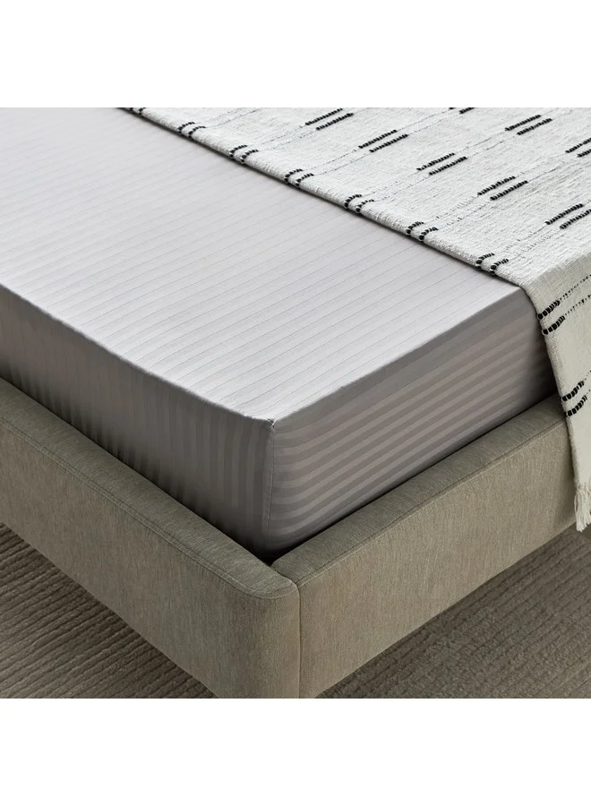 Home Box Hamilton Satin Stripe Twin Fitted Sheet 120 x 200 x 36 cm