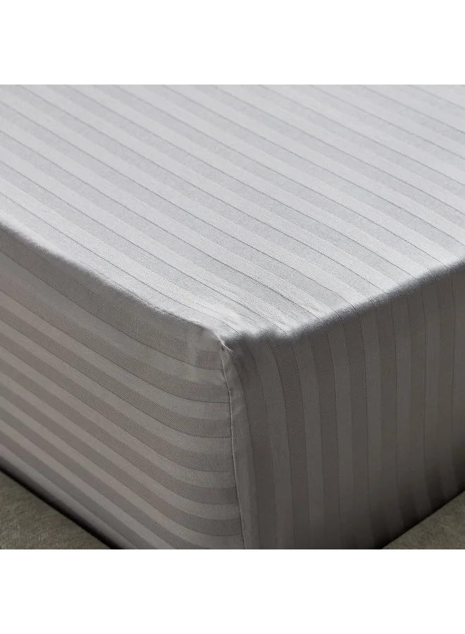 Home Box Hamilton Satin Stripe Twin Fitted Sheet 120 x 200 x 36 cm