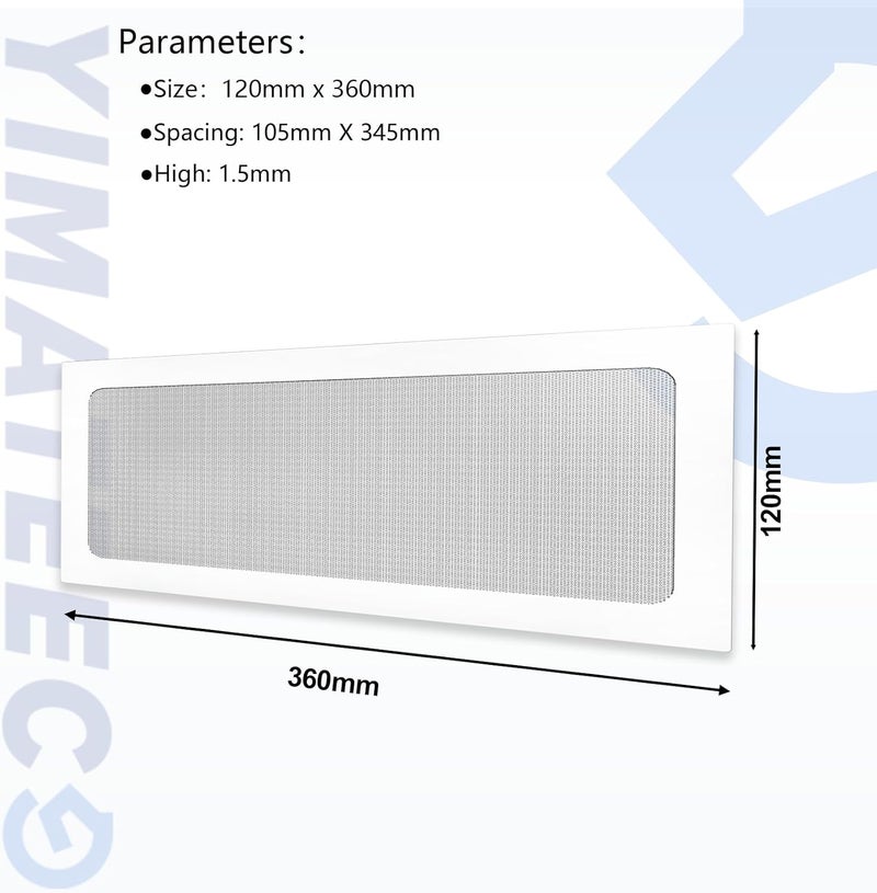 YIMATEECO Dust Filter PC 360mm x 120 mm Magnetic Fan Dust Mesh for Computer Cooler/PSU/Routers, PVC 50 Mesh PC Case Screen Dustproof Vent Filter Cover Fan Grills (PVC, 120 * 360mm, 4pcs, White) - Image 5