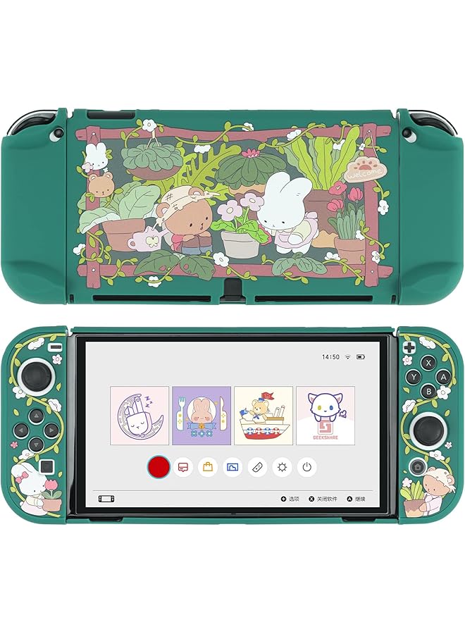 GEEKSHARE Protective Case Slim Cover Case Compatible With Switch Oled And Joystick Shock Absorption And Anti Scratch Skin Case For Oled Switch Bunny Garden - Image 1