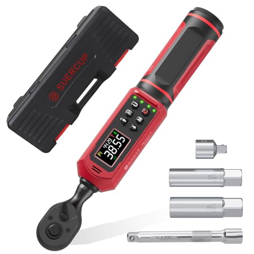 SUERCUP 3/8-inch Digital Torque Wrench(0.66-44.29Ft.Lb/0.9-60N.m) ±1% Accuracy Digital Torque Wrench with Vibration, Buzzer,LED Notification and Five Units of Measure, for Bike, DIY and Home Repair - Image 1