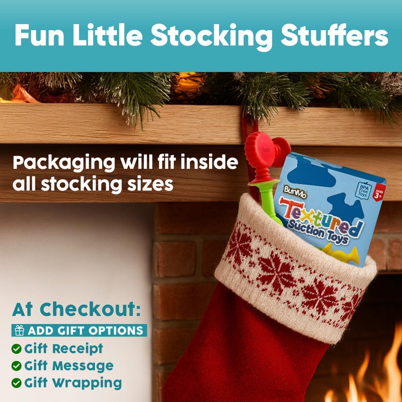 BUNMO Stocking Stuffers for Kids - Toddler Suction Bath Toys - Connect, Build, Create - Toddler Stocking Stuffers - Fine Motor Skills - Stimulating Sensory Fun - Textured 10 Pack - Image 2