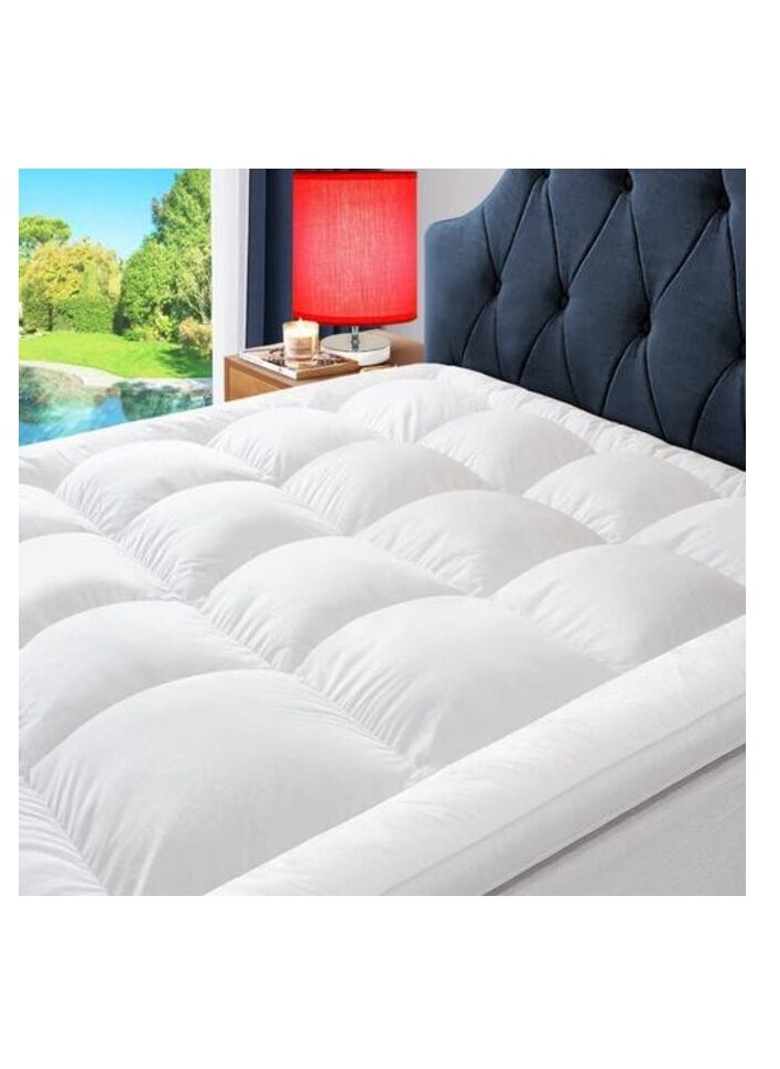 DEEP SLEEP Every Night Deep Sleep Mattress Topper Soft Comfort White 500 GSM (White, Super King Size - W 200 X L 200 Cm) 