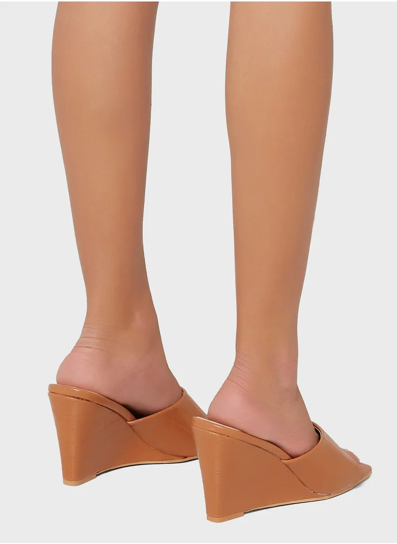 ELLA Croc Effect Wedge Sandal
