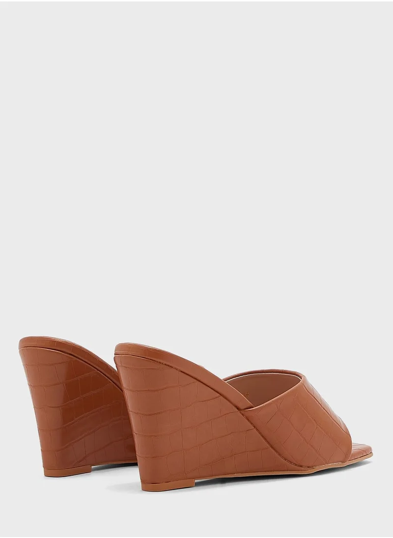 ELLA Croc Effect Wedge Sandal