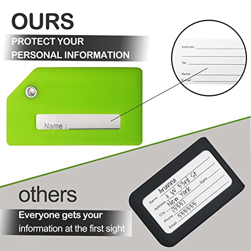 M-sorflly Luggage Tags for Suitcases, Quickly Spot 8Pcs Luggage Identifier Tags, Travel Essentials Accessories Name Tags for Backpacks, Suitcases, Bags, Baggage, Cruise - Flexible Silicone (Green) - Image 4