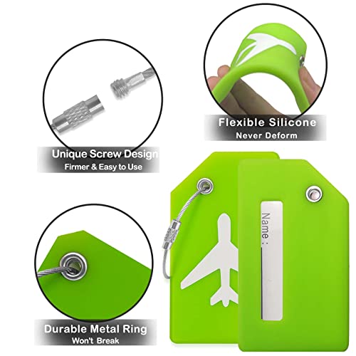 M-sorflly Luggage Tags for Suitcases, Quickly Spot 8Pcs Luggage Identifier Tags, Travel Essentials Accessories Name Tags for Backpacks, Suitcases, Bags, Baggage, Cruise - Flexible Silicone (Green) - Image 3