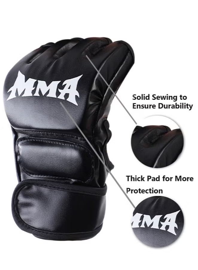 MMA Half-Finger Boxing Gloves Black - Image 4