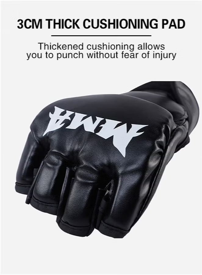 MMA Half-Finger Boxing Gloves Black - Image 5