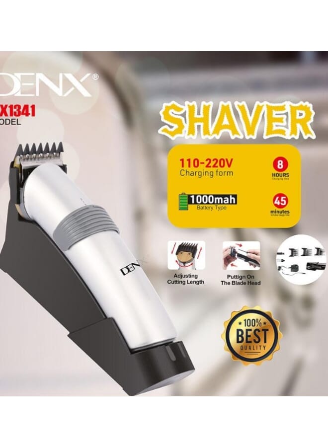 Denx Electric Shaver Denx 8 Hours Charging Time 45 Minutes NonStop Work 1000mAh Battery Capacity Silver DX1341 - Image 2