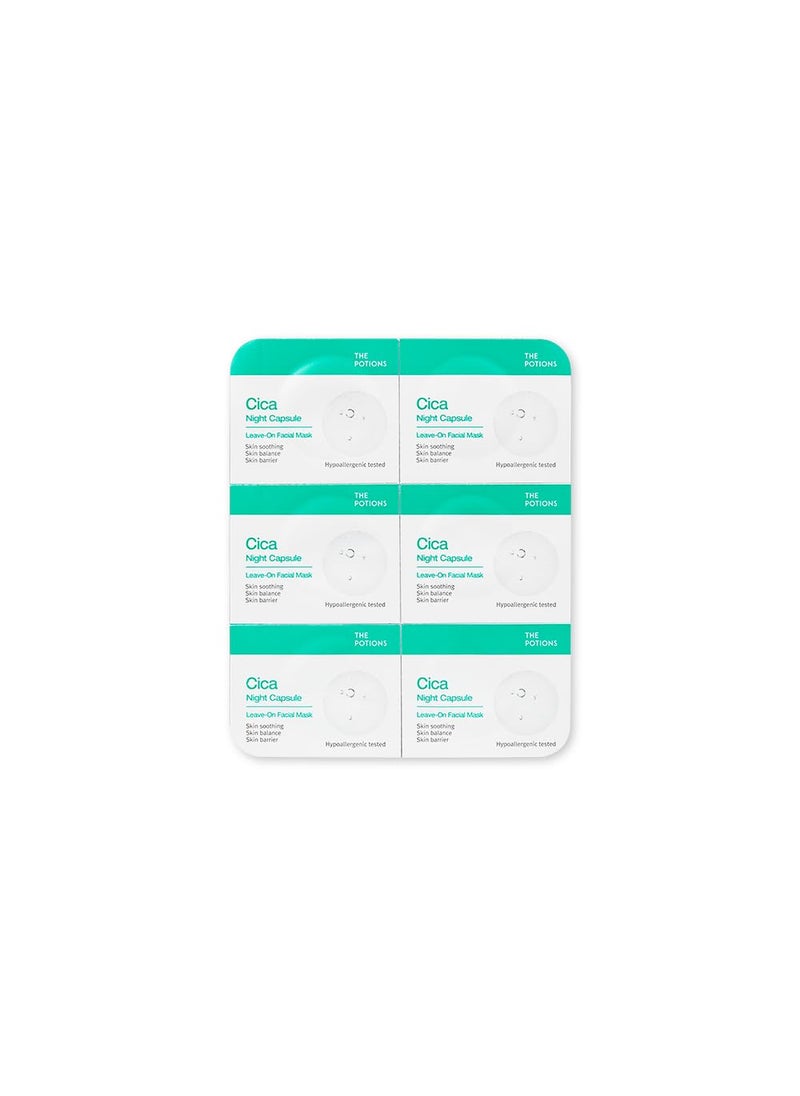 THE POTIONS The Potions Cica Night Capsule  6 Count 2 ml each  For Acne prone skin sensitive skin  Skin Soothing Skin Balance Skin Barrier  Product of Korea 