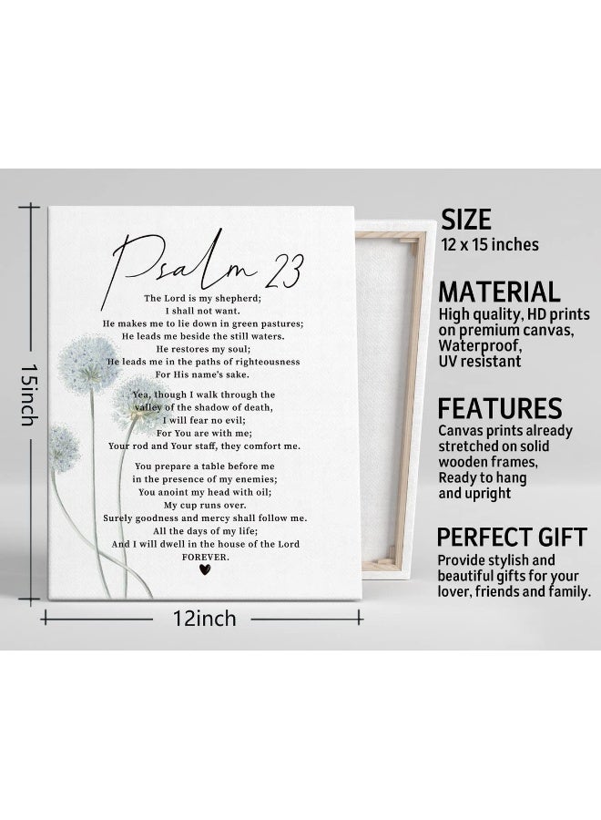 WKYAER Psalm 23 Wall Art, Psalm 23 Scripture Wall Decor, The Lord is My Shepherd, Christian Canvas Wall Art, Inspirational Wall Art, Christian Family Home or Office Decor Saying, Bible Wall Art 12X15 - Image 3
