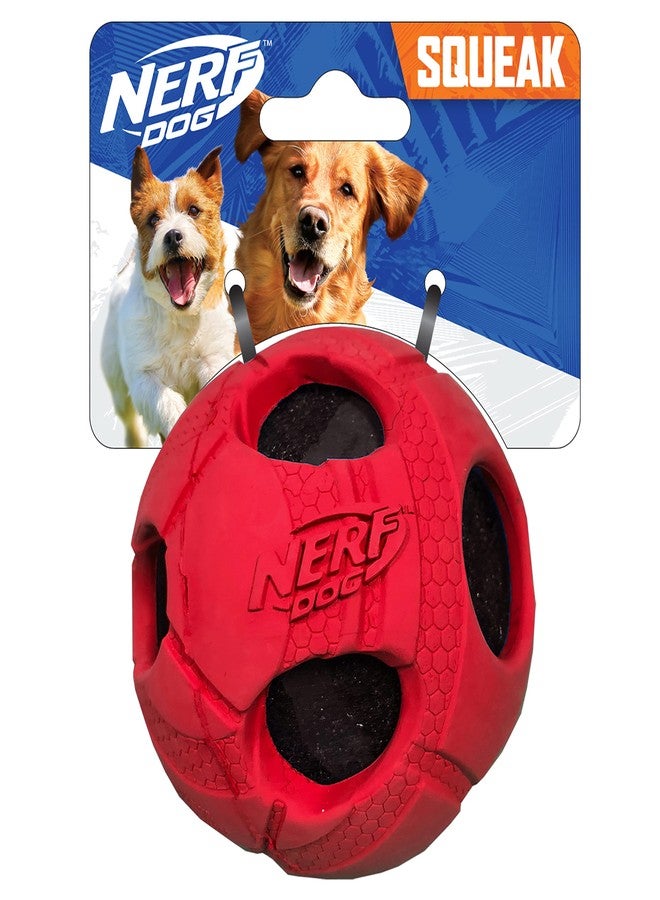 Nerf Dog 1484 Red Rubber Wrapped Bash Tennis Ball Squeak Toy, Medium - Image 1