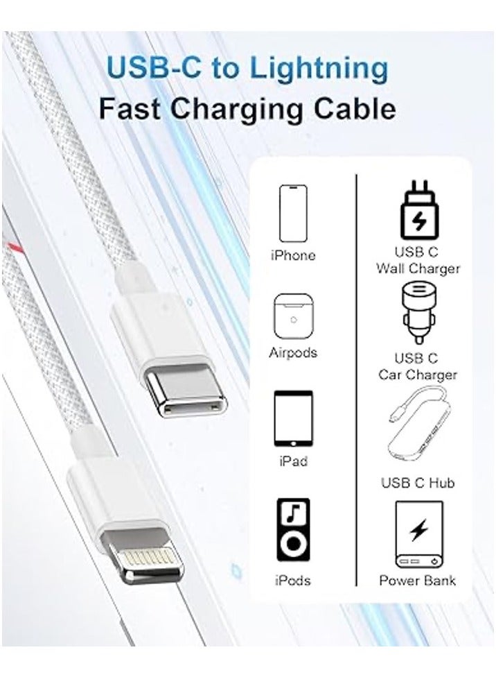 زاڤي شاحن سريع 20 واط من آيفون | فيش جداري USB C قابل للطي مع كابل مضفر 1 متر من النوع C إلى Lightning متوافق مع آيفون 14/14 برو/14 برو ماكس/13/12/11/XR/XS/SE/iPad - Image 5