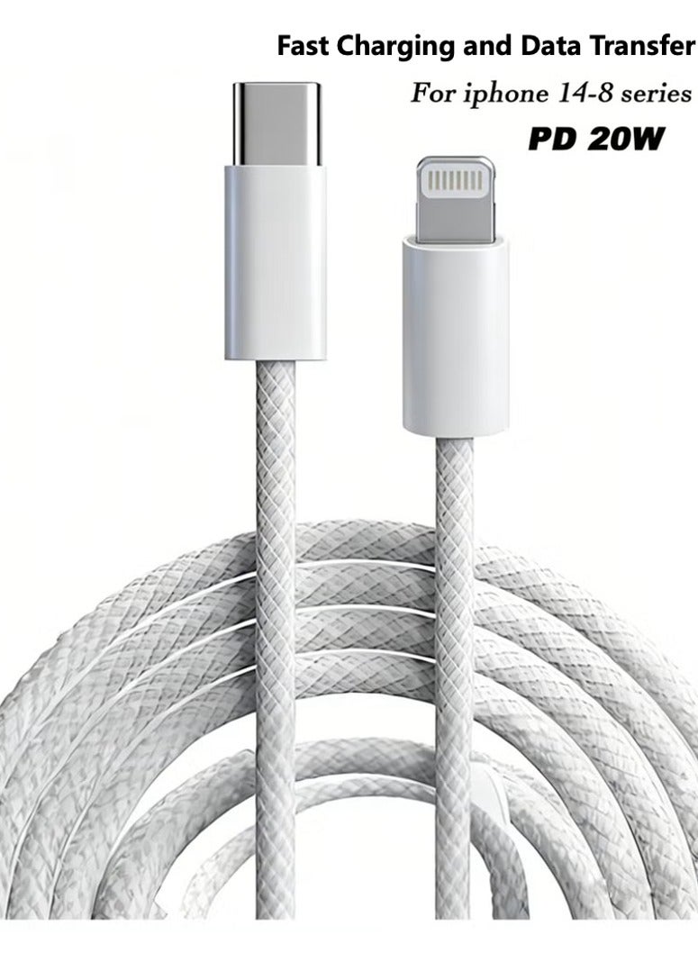 زاڤي شاحن سريع 20 واط من آيفون | فيش جداري USB C قابل للطي مع كابل مضفر 1 متر من النوع C إلى Lightning متوافق مع آيفون 14/14 برو/14 برو ماكس/13/12/11/XR/XS/SE/iPad - Image 4