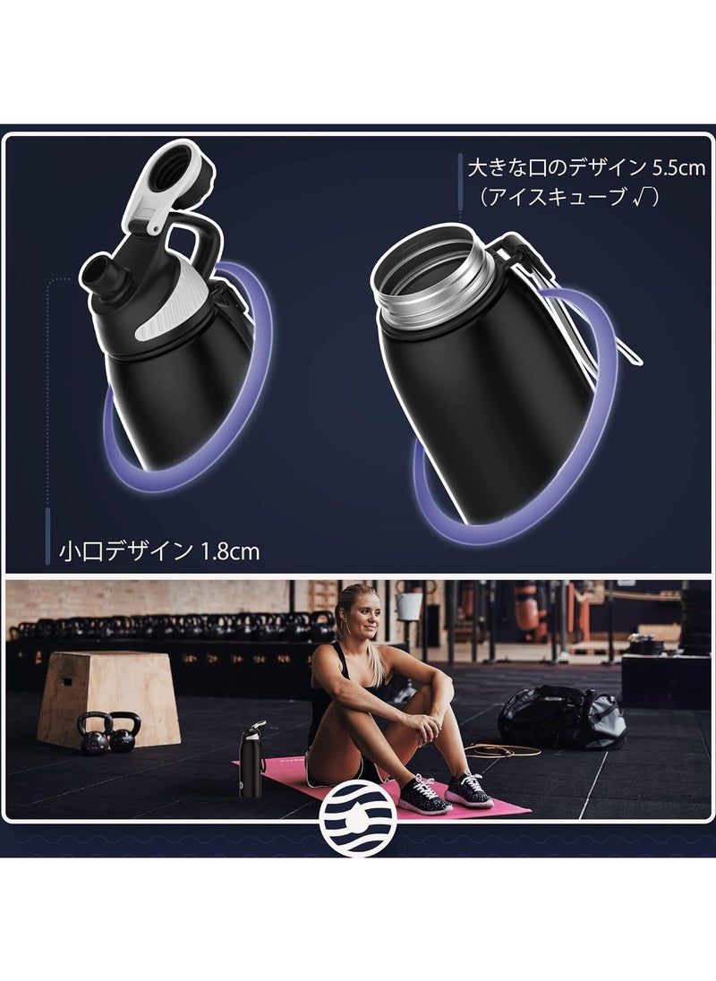FjBottle - Stainless Steel Water Bottle 1L with Magnetic Lid, BPA Free Insulated Water Bottle, Sports Metal Water Bottle Hot&Cold Drinks Vacuum Flask Leak-Proof for Gym, Work, Travel - Image 1