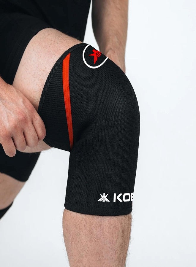 كوبو أكمام ضغط الركبة Kobo 7 مم لدعم الركبة لرفع الأثقال، تمارين القرفصاء في الصالة الرياضية، الجري، ركوب الدراجات، الركض، تخفيف آلام التمرين (المادة: نيوبرين وسباندكس) (صغير) - Image 3