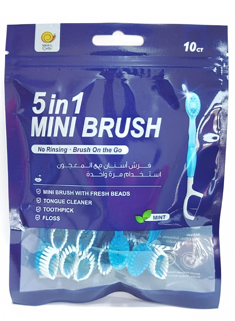 SNAIL 5 in 1 Mini Brush No Rinsing Brush On The Go Mint 10 ct - Image 1