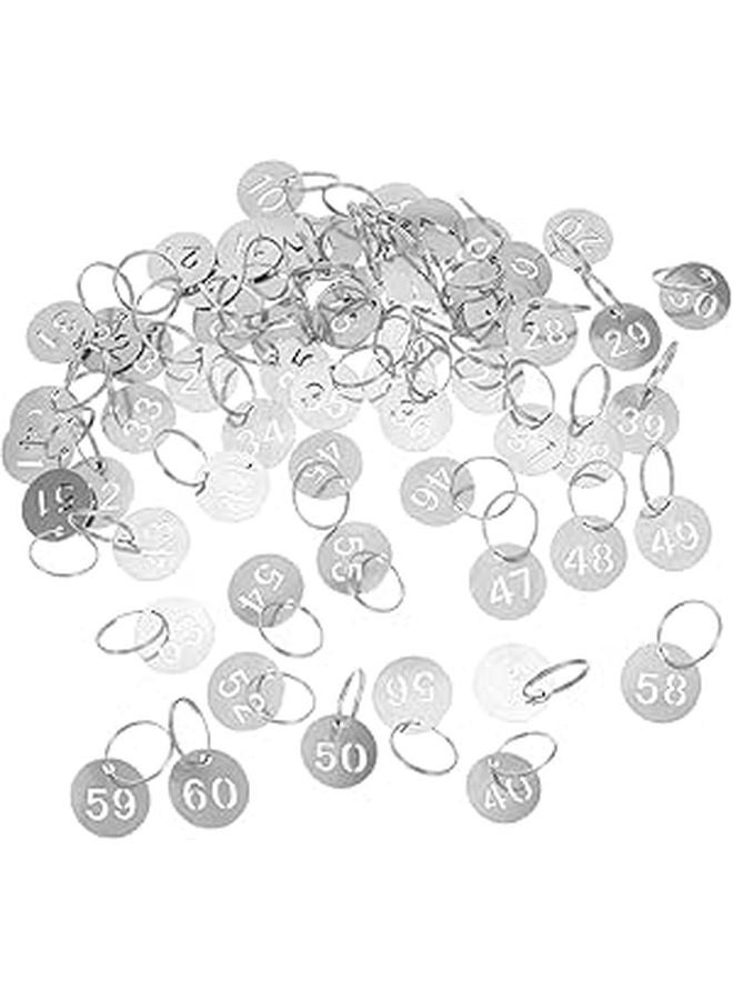 60 Pcs Stainless Steel Numbered Key Tags Hollowed Round Keychains For Office Home Garage Locker Identification - Image 1