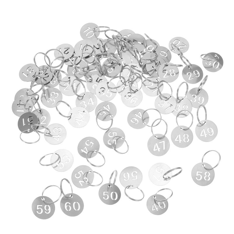 60 Pcs Stainless Steel Numbered Key Tags Hollowed Round Keychains For Office Home Garage Locker Identification - Image 2