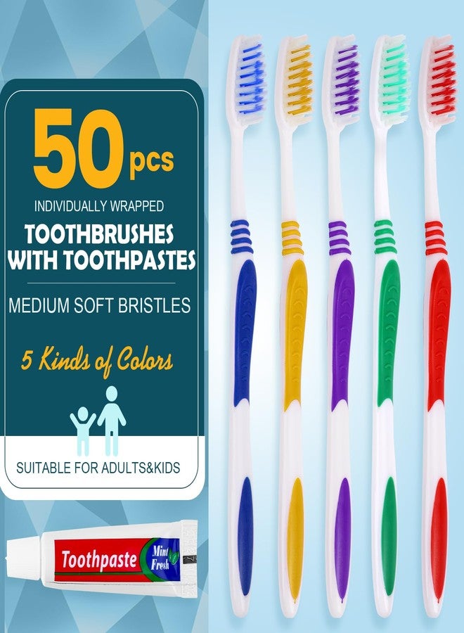 Navona 50 PCS Disposable Toothbrush with Toothpaste Bulk, Travel Toothpaste, Bulk Toothpaste, Individually Wrapped Bulk Toothbrush, Ergonomics Handle, Soft Bristle, Perfect for Travel, Hotel, Donation - Image 2