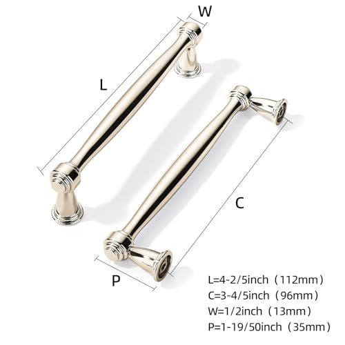 khtumeware 10 Pack Polished Nickel Cabinet Pulls 334 Inch96mm Hole Centers Cabinet Pulls Kitchen Cabinet Hardware for Cupboard Drawer Handles Dresser Pulls - Image 3