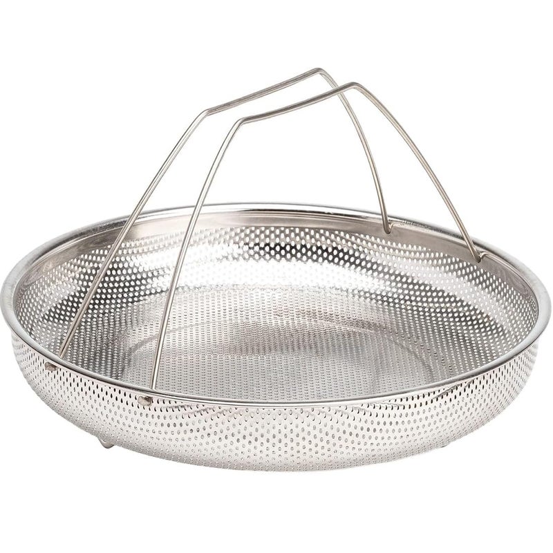 ATHA طبق سلة بخار من الفولاذ المقاوم للصدأ لطهي الطعام أطباق المأكولات البحرية وعاء طهي الأرز بخار دائري مع مقبض آمن في غسالة الصحون سهل الاستخدام لبخار الخضار فضي - Image 1