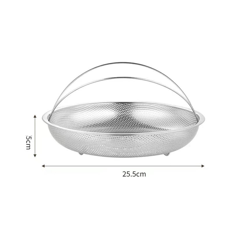 ATHA طبق سلة بخار من الفولاذ المقاوم للصدأ لطهي الطعام أطباق المأكولات البحرية وعاء طهي الأرز بخار دائري مع مقبض آمن في غسالة الصحون سهل الاستخدام لبخار الخضار فضي - Image 2