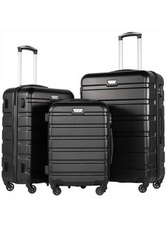 Coolife Luggage 3 Piece Set Suitcase Spinner Hardshell Lightweight TSA Lock (black, 3 piece set(20in24in28in))  - Image 1