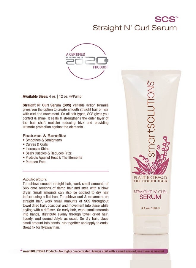 Smart Solutions smartSOLUTIONS Straight N' Curl Serum 12 oz, | Smooths & Straightens | Curves & Curls | Paraben-Free | Plant-based - Image 2