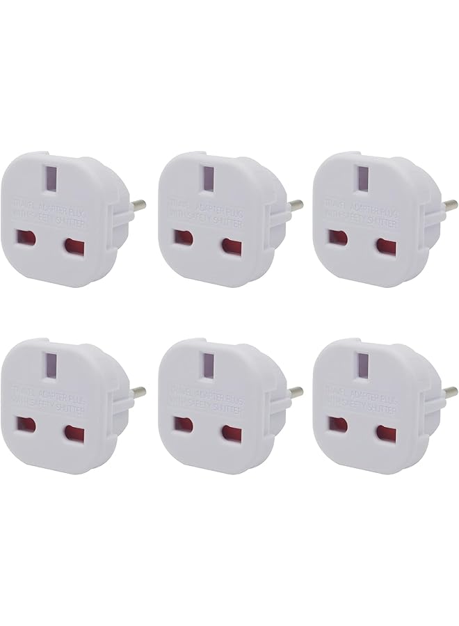 PROMASS Travel Adapter Pack of 6, UK to ropean Plug Adapter, rope Converter Type C, E, F for Spain, France, Italy, Portugal, Germany, Netherlands, Greece, Poland, Turkey and More, Plug Converter - Image 1