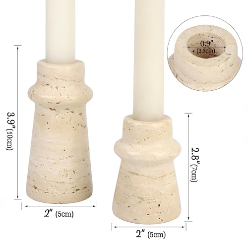 Vixdonos Natural Stone Candle Holder Set of 2 Taper Candle Candlestick Mantle Candle Stand for Home DecorWeddingParty and Table CenterpiecesWhite - Image 3
