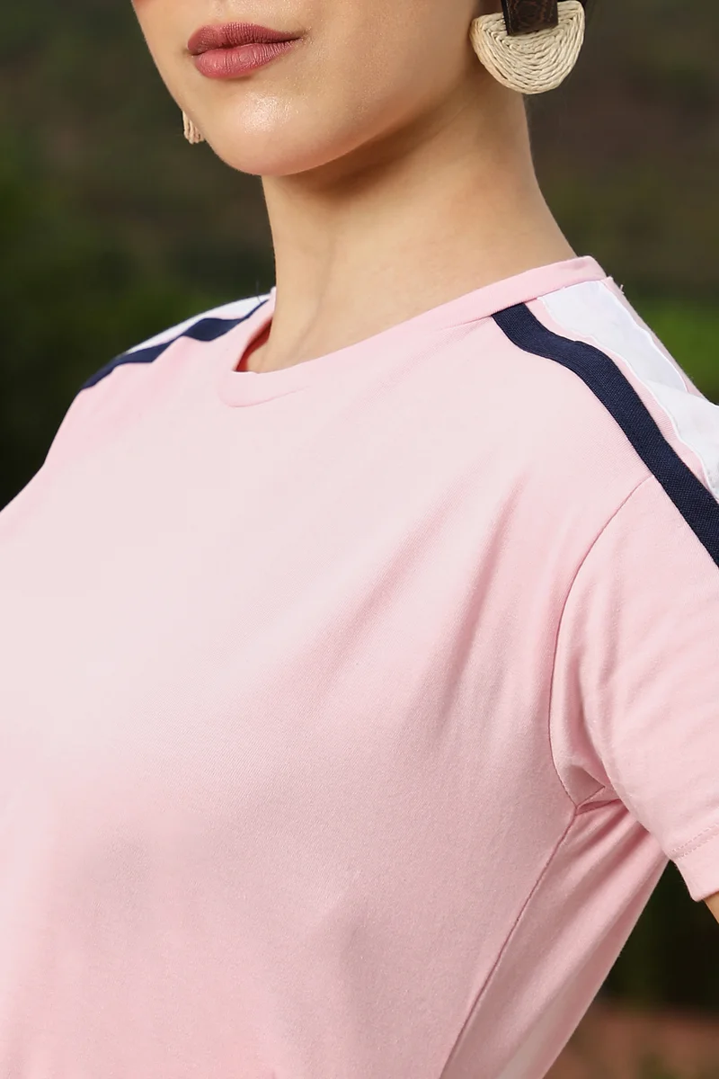 Pinacolada  Women's Solid Baby Pink Boxy Top for Women | Best Price UAE