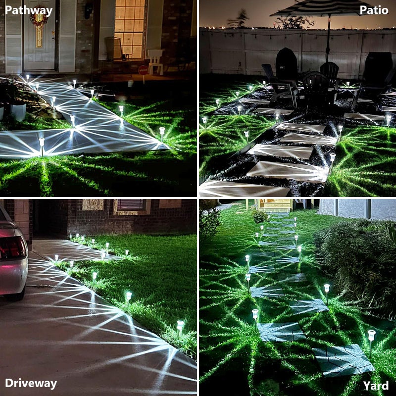 Gorrzai Solar Pathway Lights 10 Pack Christmas Solar Lights Outdoor Waterproof 6000K Cold White Yard Lighting, LED Stainless Steel Stake for Garden Outside Landscape Lawn Driveway Walkway Path - Image 4