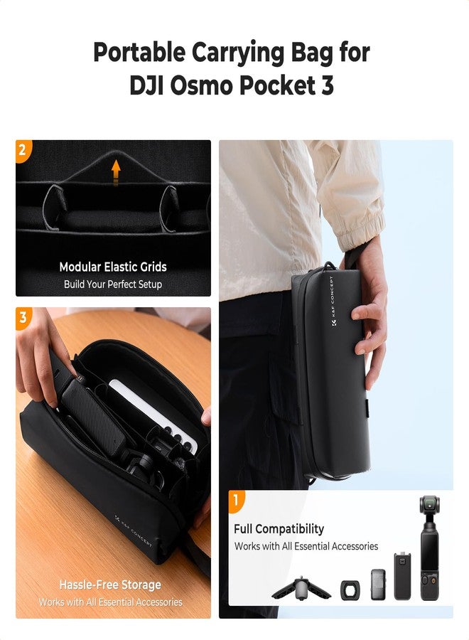 K&F Concept OSMO Pocket 3 Case, Protective Case for DJI Pocket 3 Portable Storage Case Bag Camera Accessories, Black - Image 2