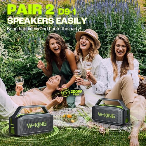 W-KING Bluetooth Speakers Wireless Portable, 100W Max Waterproof Outdoor Bluetooth Speaker Big Party Large Boombox Subwoofer*2, 60W Exlarge All-Round Bass Passive Radiator/40H/TF/AUX/EQ(Green) - Image 5