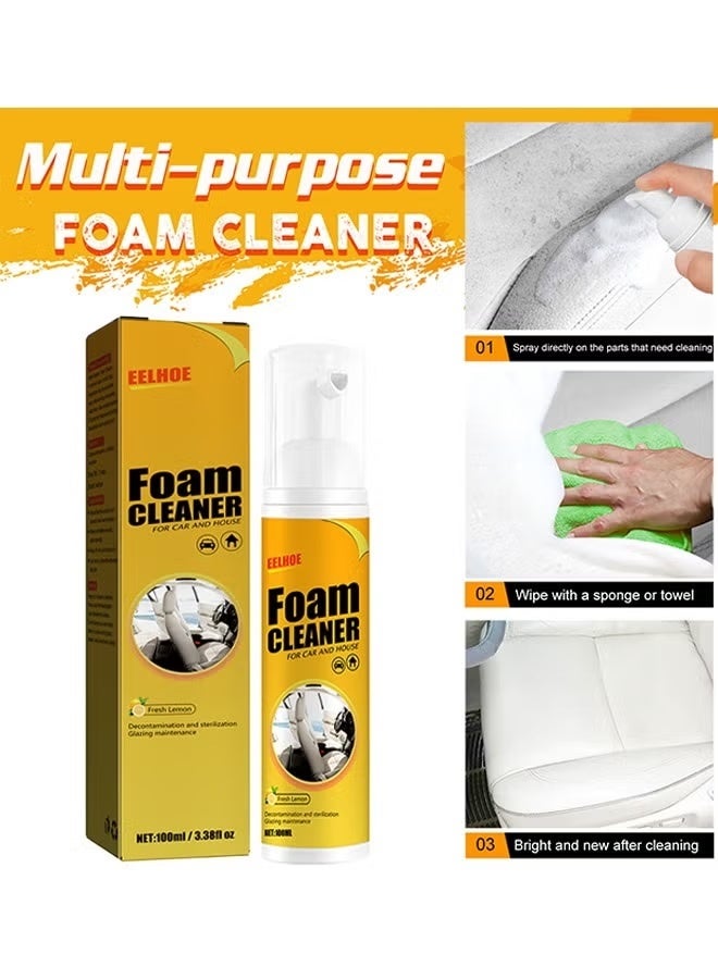 إيلهو منظف ​​رغوي، منظف رغوي بخاخ، مزيل بقع قوي لمقاعد السيارة، منظف رغوي، منظف رغوي داخلي برائحة الليمون، منظف قوي بخاخ منظف للسيارة والداخلية والمطبخ 100 مل - Image 3